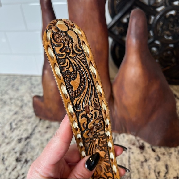 Vintage Tooled Leather “KEN” Belt - Picture 3 of 6